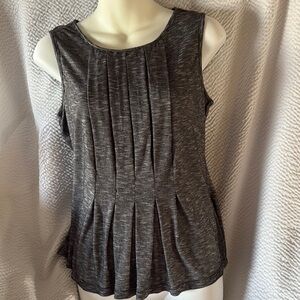 Max Studio Gray Pleated Fitted Tank Top